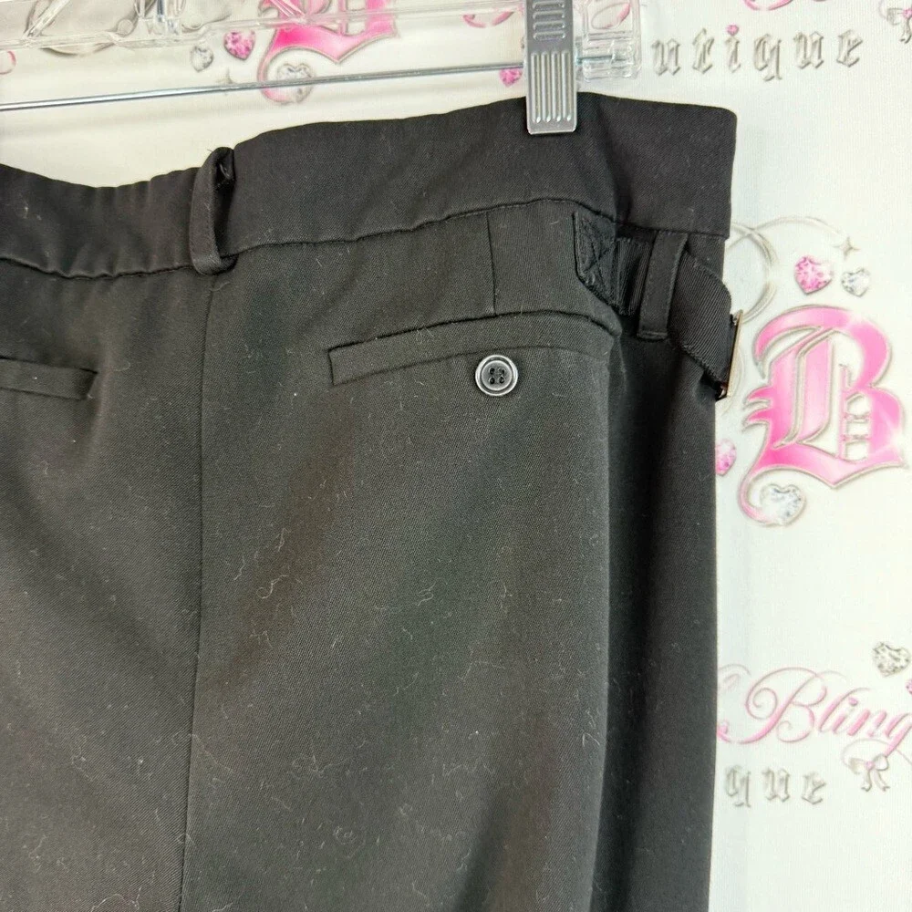 Smart Set pants wide leg buckle Black Boot-Cut Dress Pants with Waist Tab Detail